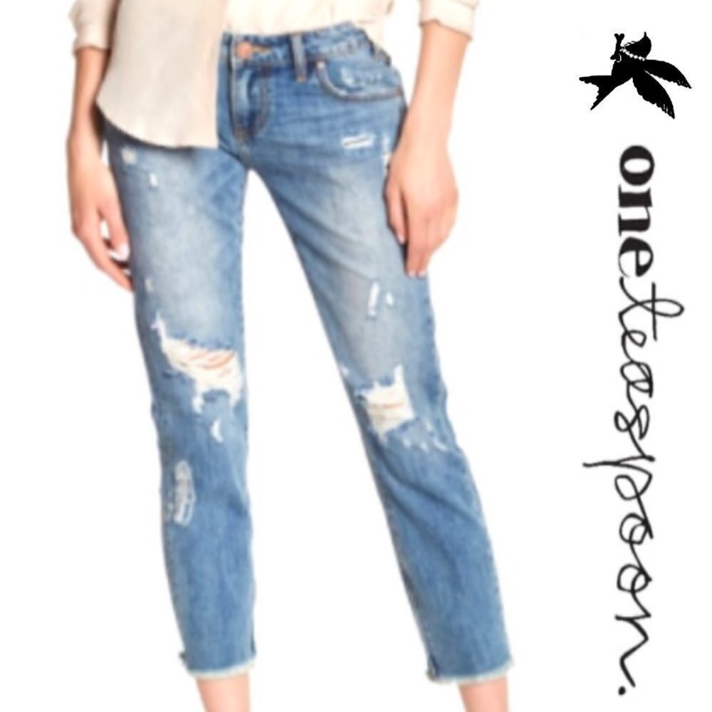 One Teaspoon Distressed Ankle Jeans